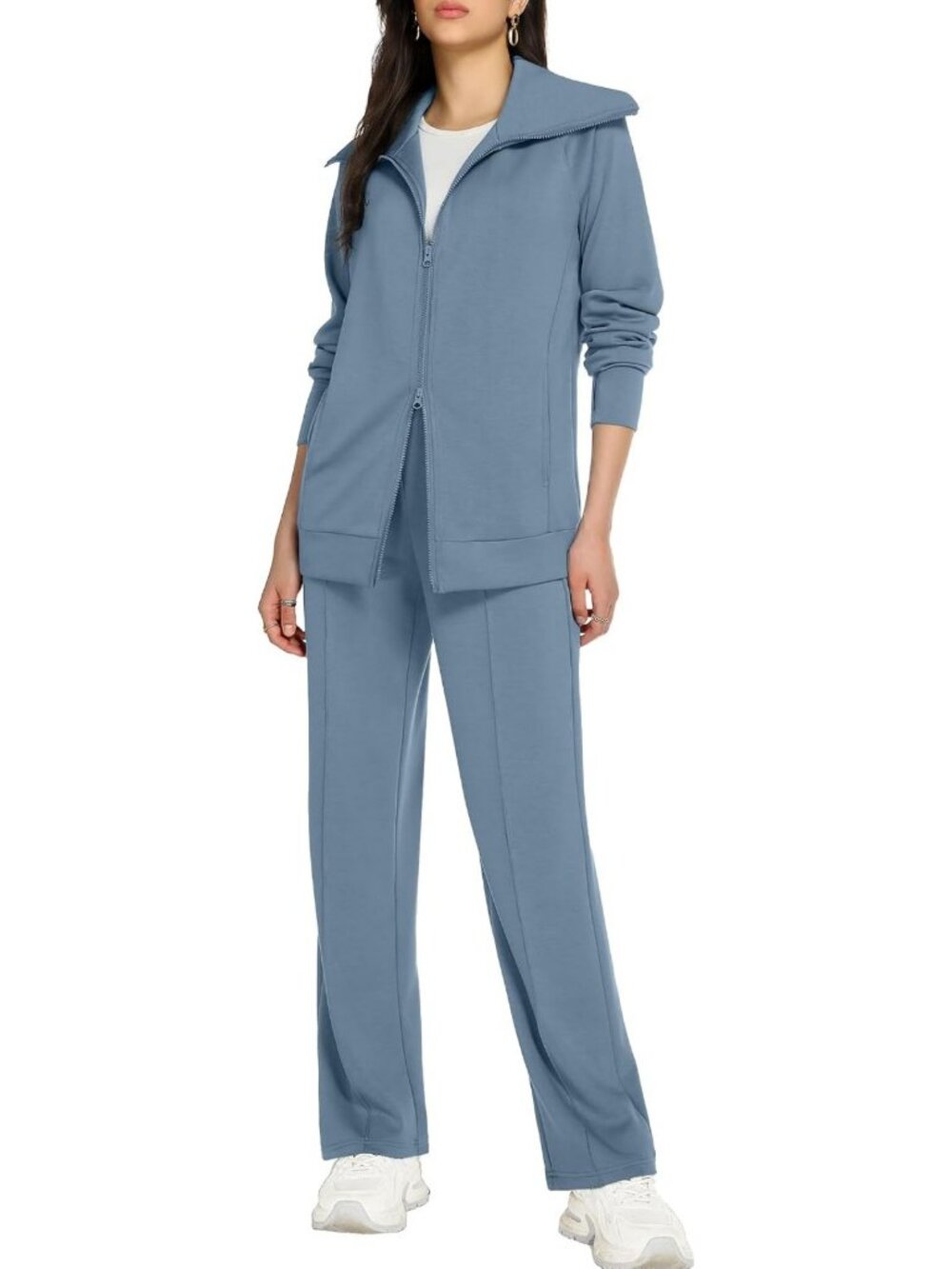 Stylish Women's 2 Piece Lounge Set - Zip Up Track Suit for Comfort & Style
